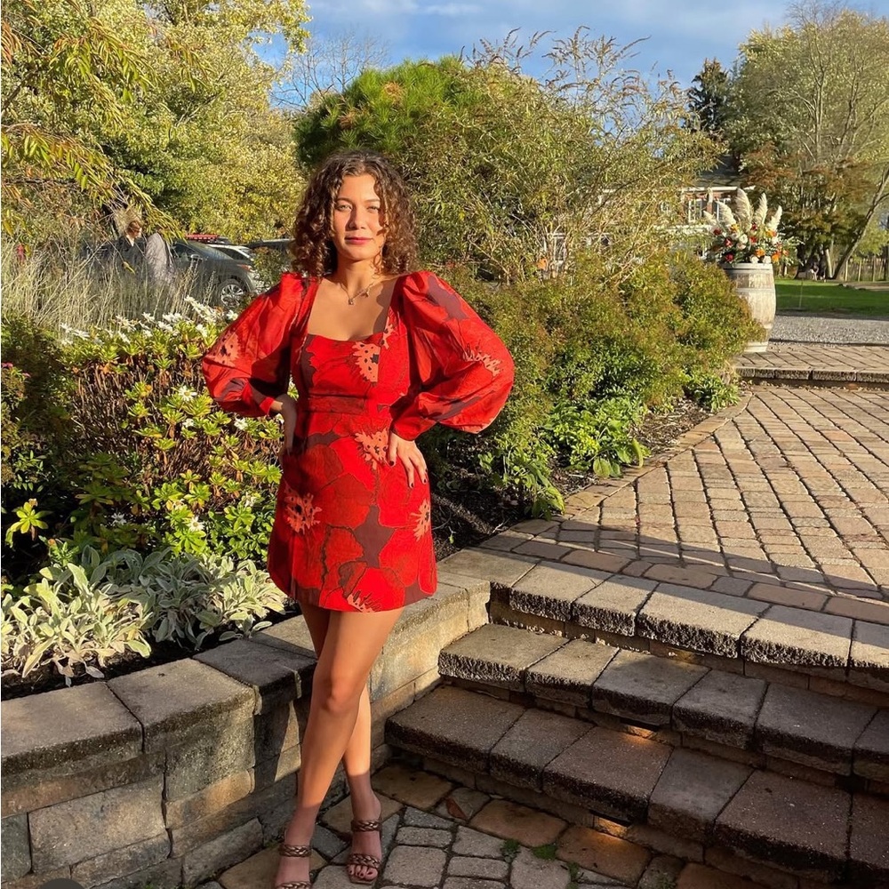 Anthropologie Floral Red Dress